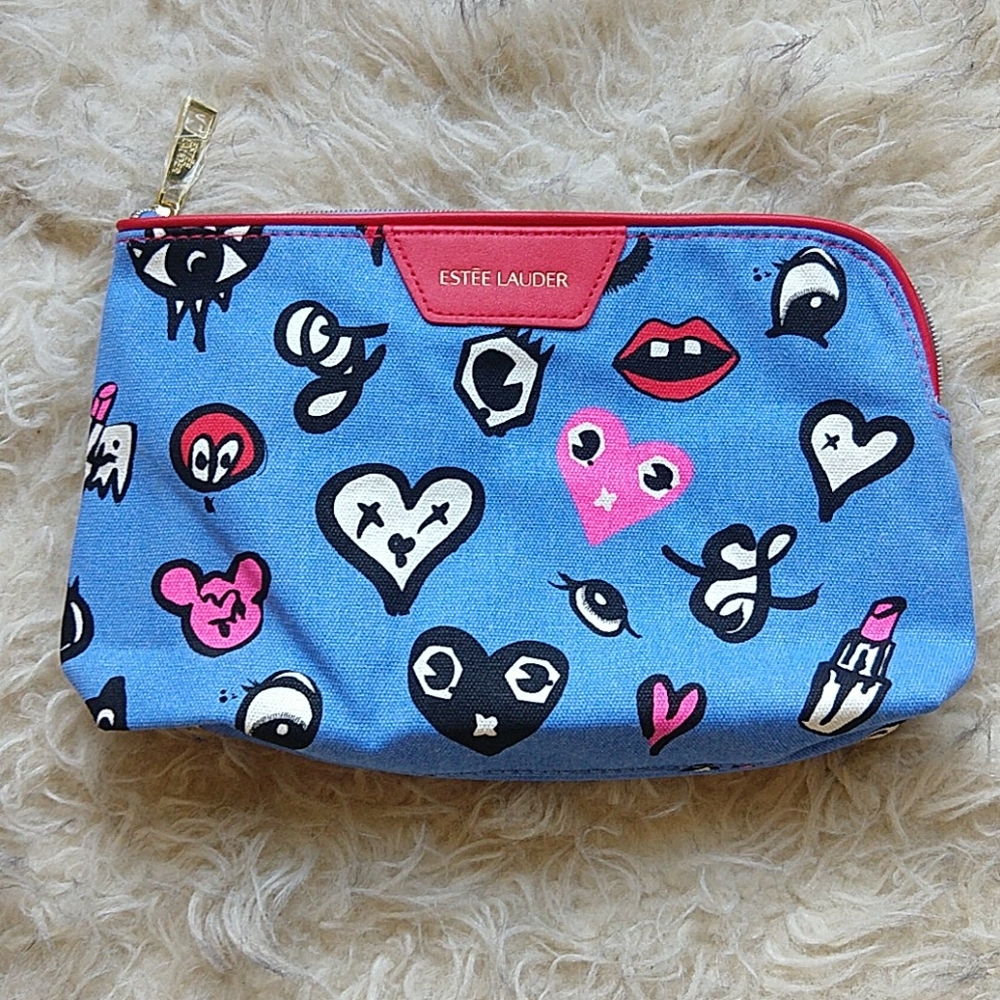 Estee Lauder Makeup Bag Mickey Heart Lips 9x5.5"